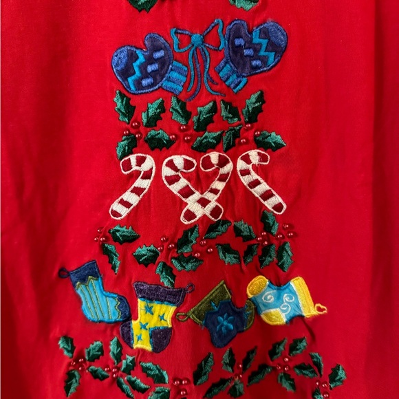 Christmas Top with Embroidered Holiday Decor Size Small - Picture 4 of 6